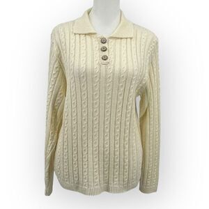 Vintage 90’s Alfred Dunner Cable Knit Sweater in Cream Women’s Size PM